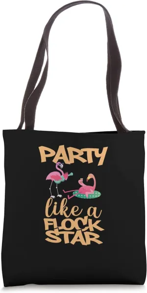 Flamingo Pink Wading Birds - Funny Party Like A Flock Star Tote Bag