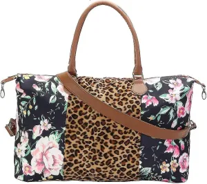 Floral Leopard Weekender Duffle Bags For Women Travel Tote Bag Overnight Weekend