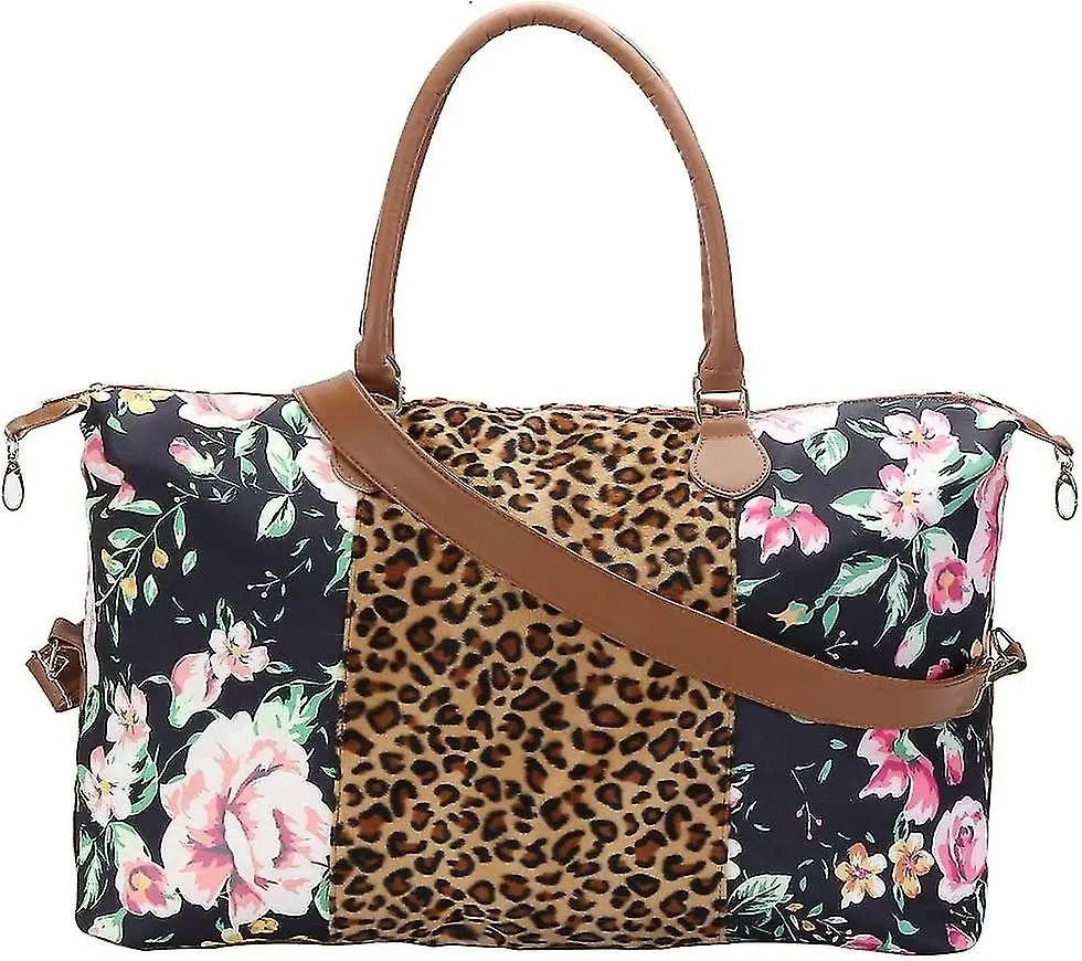 Floral Leopard Weekender Duffle Bags For Women Travel Tote Bag Overnight Weekend