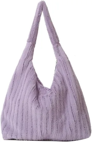 Fluffy Tote Bag Underarm Bag Shoulder Bag Furry Plush Underarm Handbag for Ladies Girls Women Autumn Winter