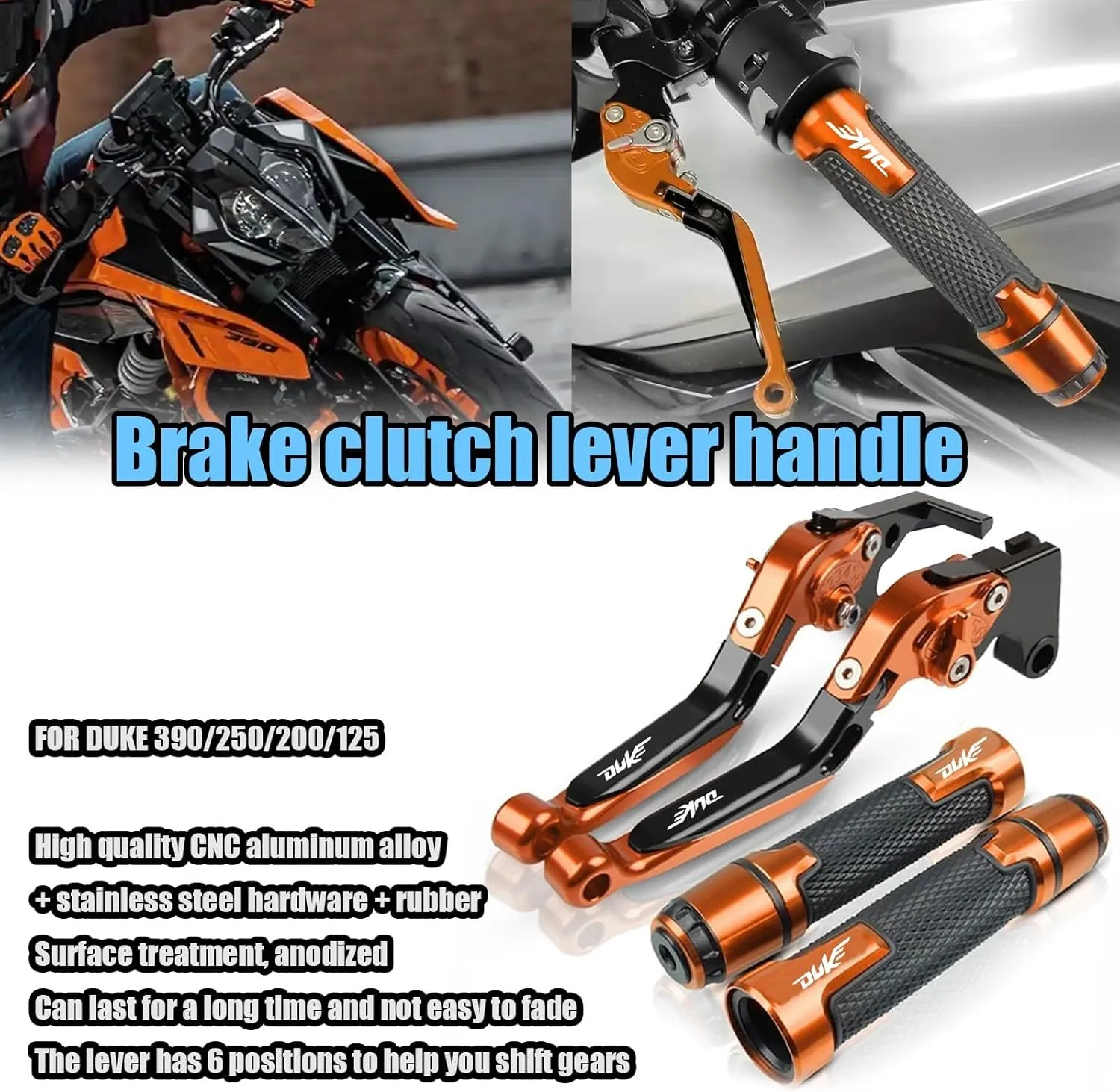 for Duke 390/250/200/125 2023 Adjustable Folding Clutch Lever Kit Scooter Brake Clutch Lever Handle Duke 390/250/200/125 2019-2023 Motorcycle Accessories (Black)