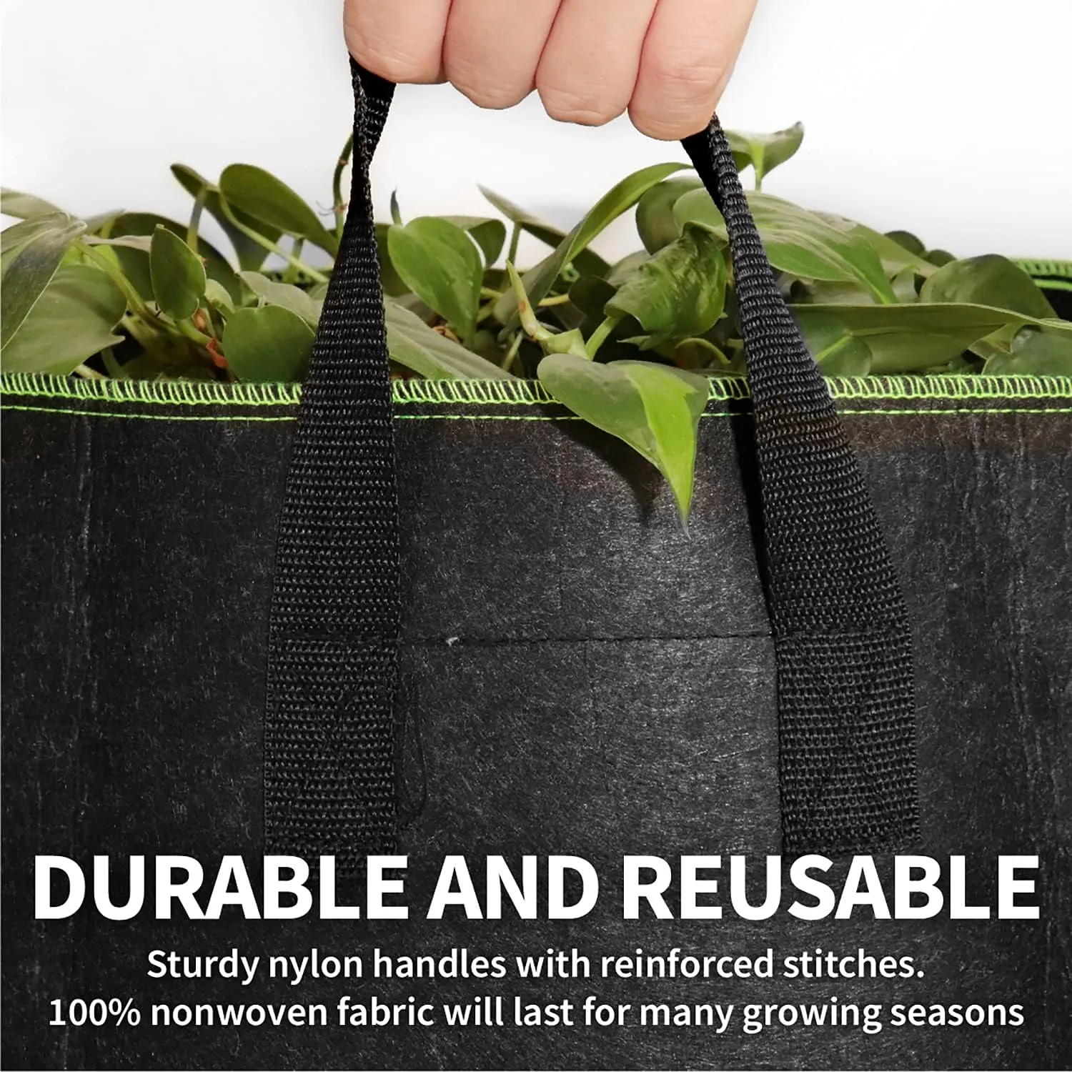 Fosmon Garnen 5 Gallon Garden Grow Bags (5 Packs), Vegetable/Flower/Plant Growing Bags, Heavy Duty Thickened Nonwoven Fabric Pots Planter with Reinforced Handles for Outdoor and Indoor Planting