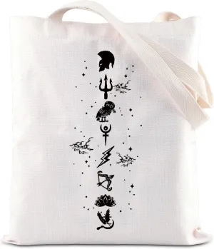FOTAP Camp Half Blood Tote Bag Greek God Mythology Symbol Handbag PJO Movie Fan Gift