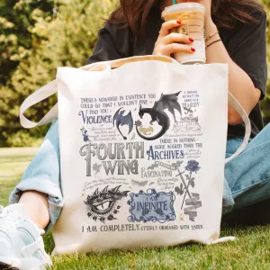 Fourth Wing Quote Tote – Xaden Obsessed Book Bag