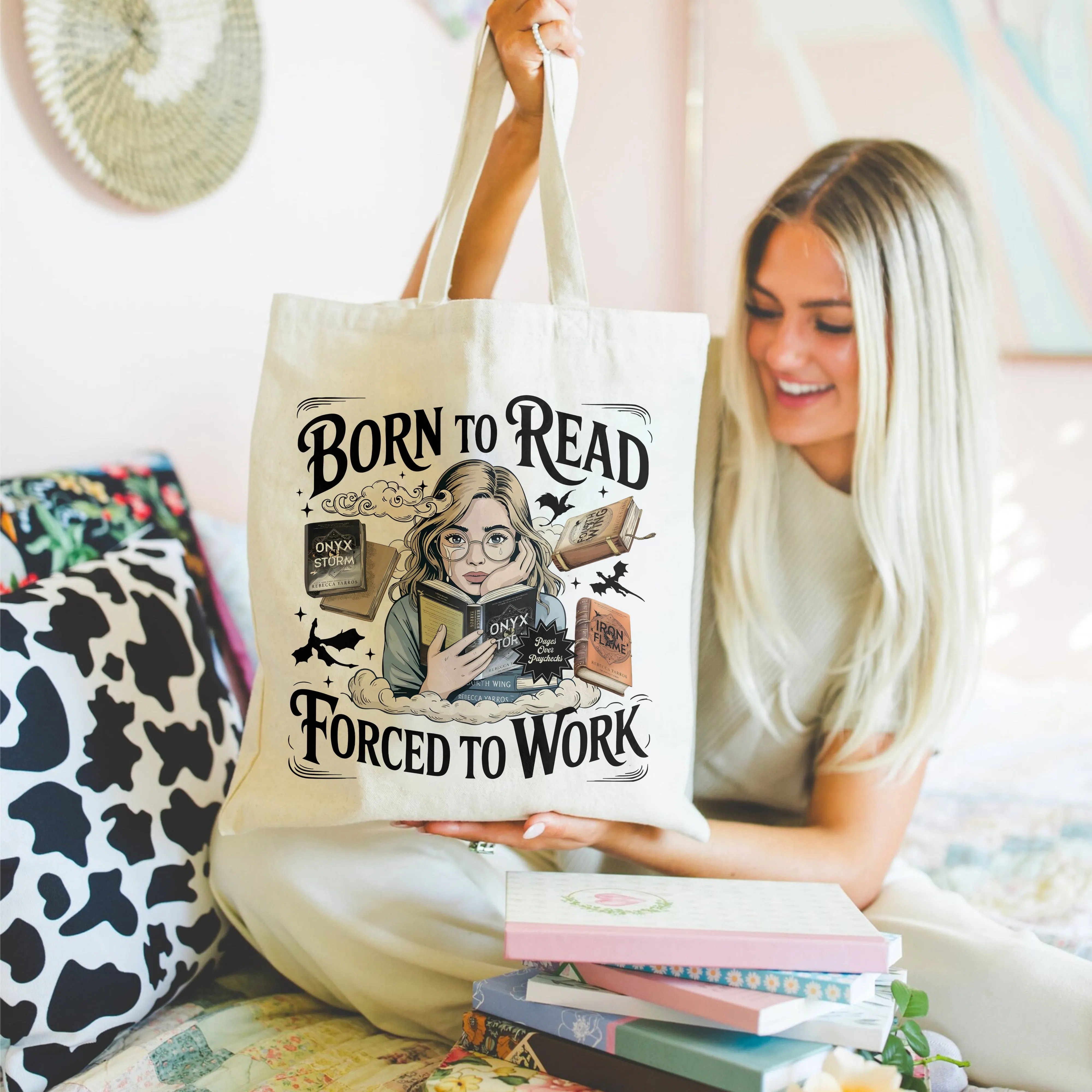 Fourth Wing Tote – Born to Read, Forced to Work Bag