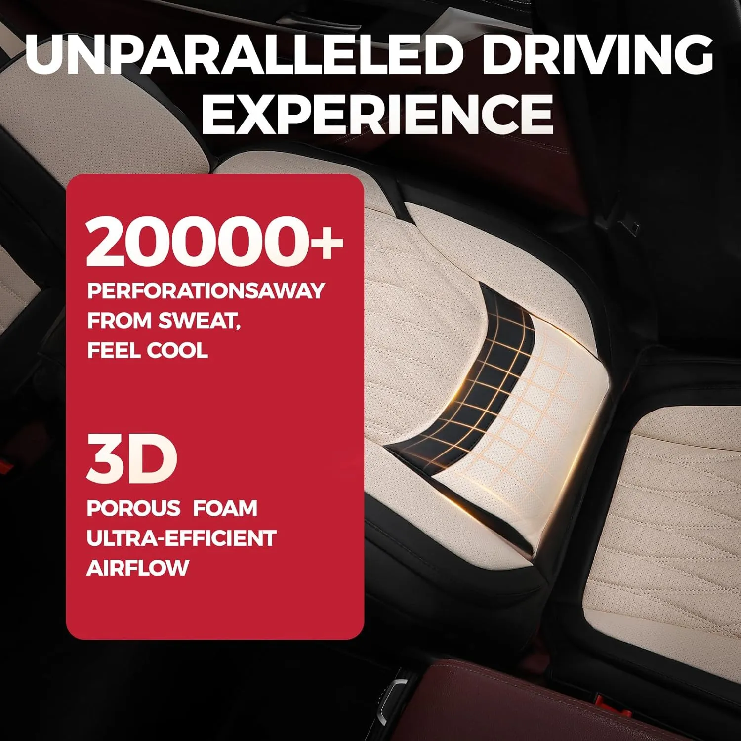 FREESOO Black Beige Car Seat Covers Full Set - Faux Nappa Leather Seat Covers for Cars, Luxury Breathable Waterproof Front Seats with Lumbar Support and Back Seat Cover, Fit for Sedans SUVs Pick-ups