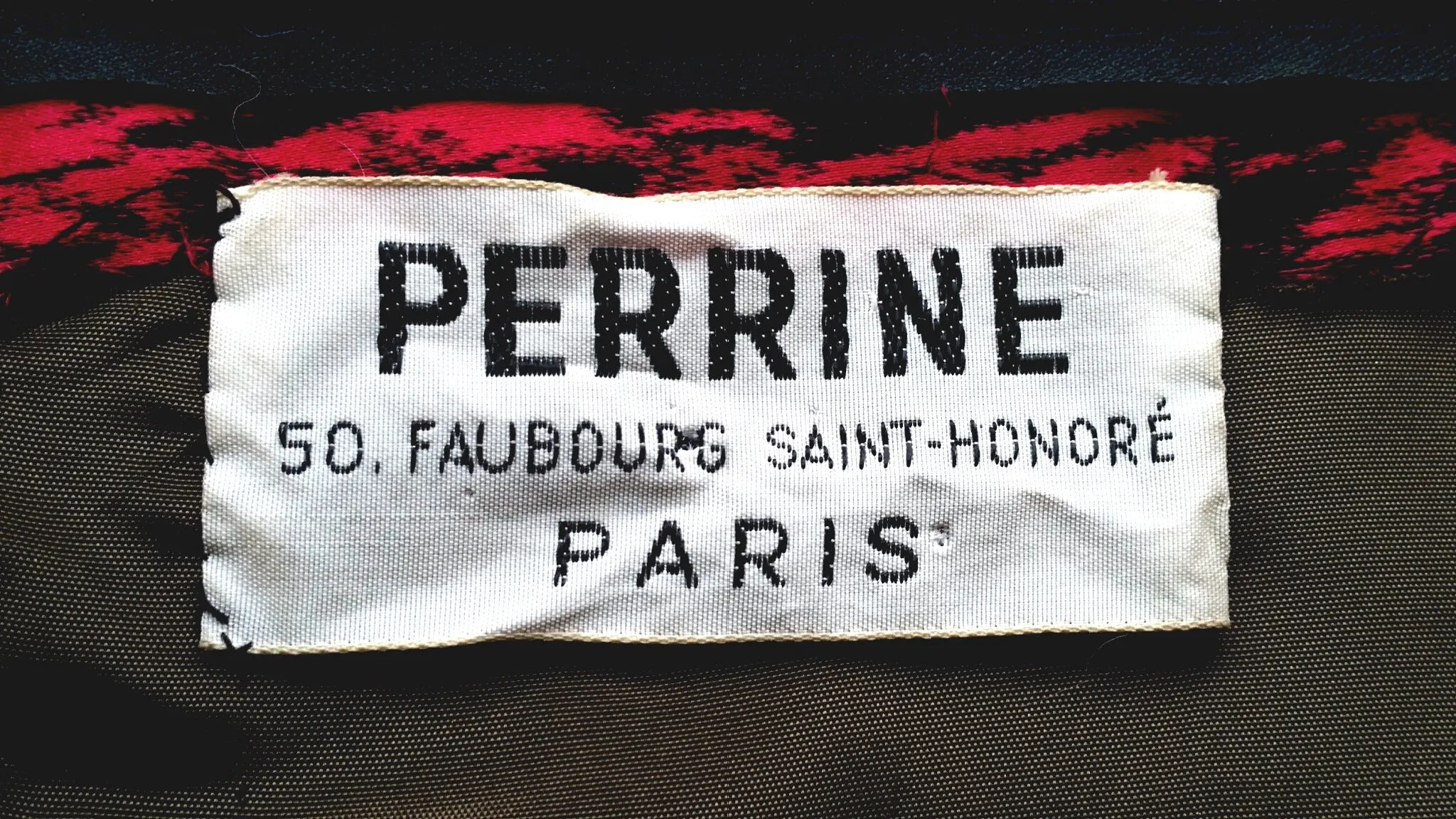 French Couture 1950s Red Silk Butterfly Print Dress