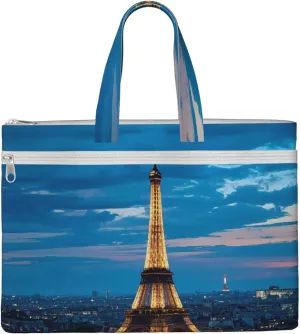 French Paris Tour Eiffel Tower Print Men's and Women's Canvas Portable File Bags,Laptop Briefcase,Business Travel Office Bags
