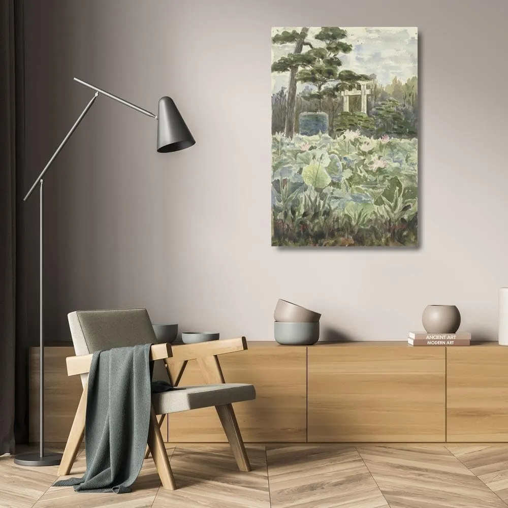 Fritz Hauck 17x24 Gallery Wrapped Canvas Museum Art Print Titled: Part of a Japanese Garden (1900)