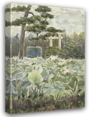 Fritz Hauck 17x24 Gallery Wrapped Canvas Museum Art Print Titled: Part of a Japanese Garden (1900)