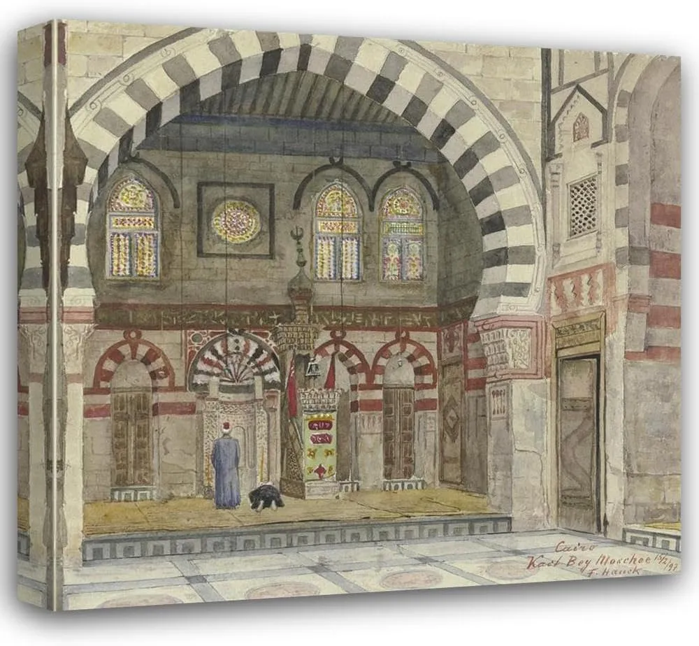 Fritz Hauck 21x20 Gallery Wrapped Canvas Museum Art Print Titled: Kait Bey Mosque in Cairo (1897)