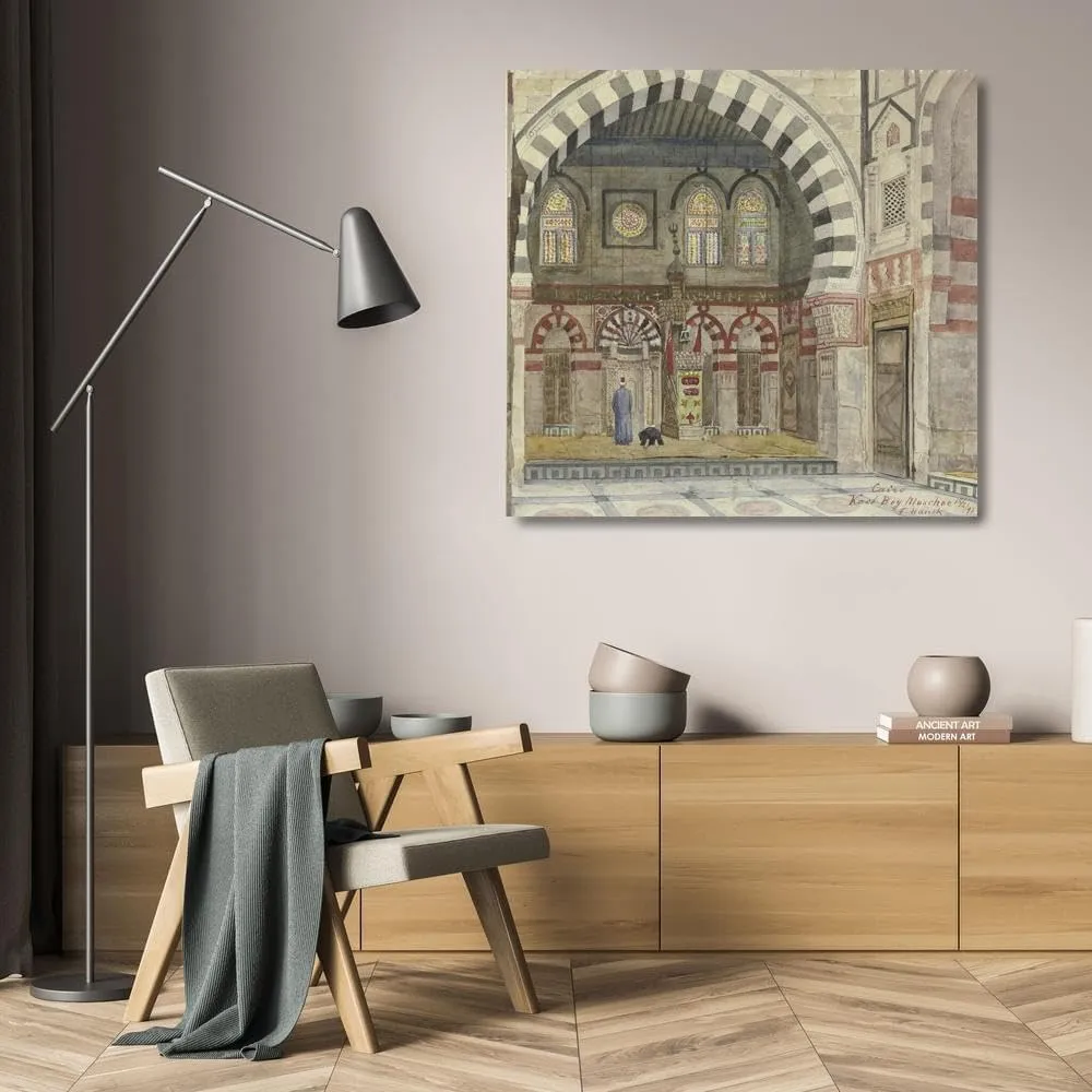 Fritz Hauck 21x20 Gallery Wrapped Canvas Museum Art Print Titled: Kait Bey Mosque in Cairo (1897)