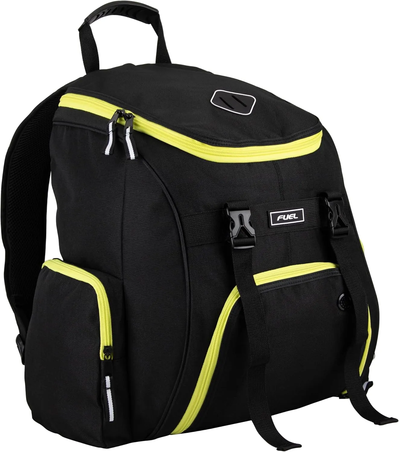 FUEL Oversized Wide Mouth Backpack with Multiple Compartments, Large Storage for Hiking, Work, Classroom, and Traveling - Neon Yellow Trim