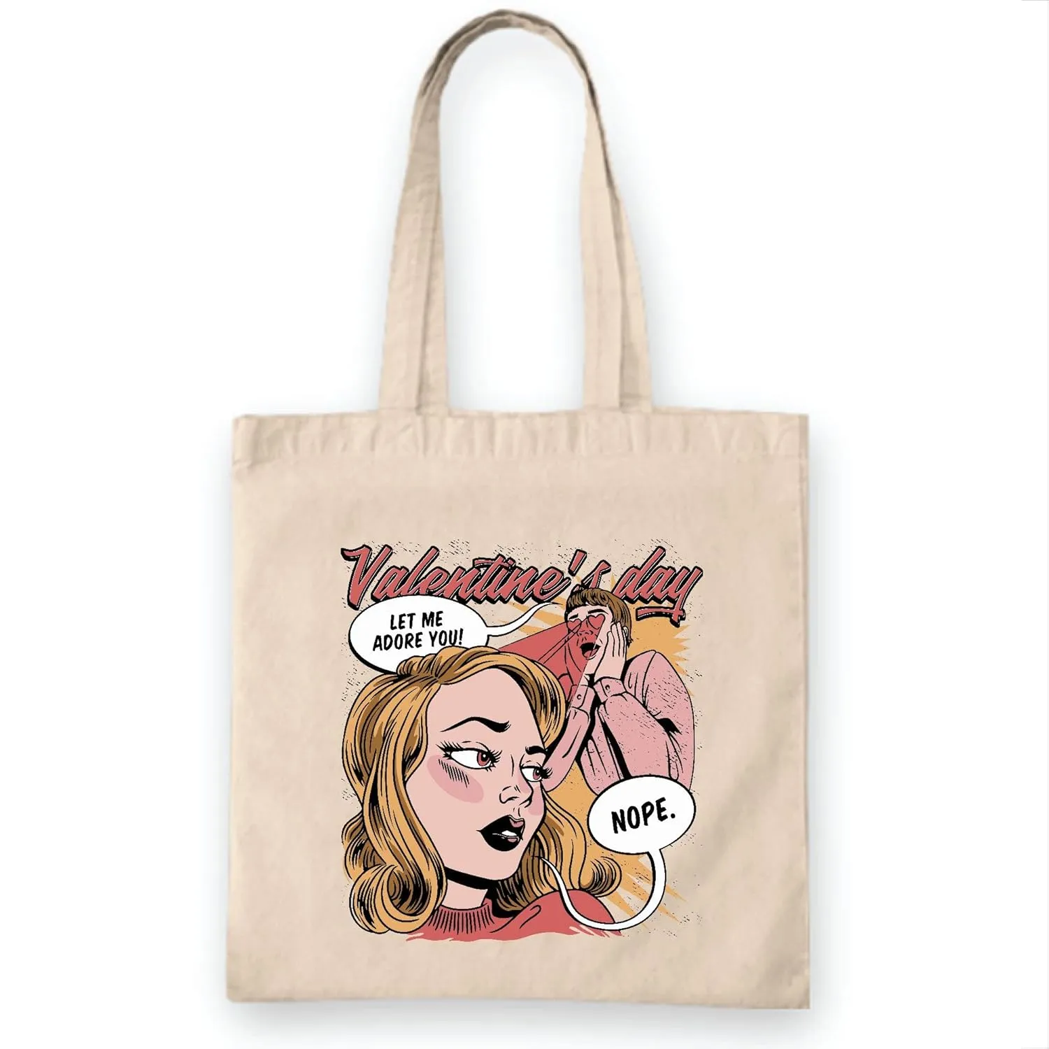 Fun ValentinesGift Idea with Comics Funny Dialogue for Kids Adults Natural White Multicolor Canvas Tote Bag