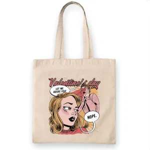 Fun ValentinesGift Idea with Comics Funny Dialogue for Kids Adults Natural White Multicolor Canvas Tote Bag