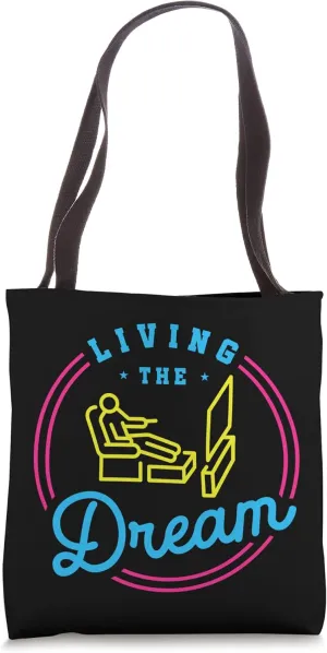 Funny Living the Dream TV Series Binge Watching Tote Bag