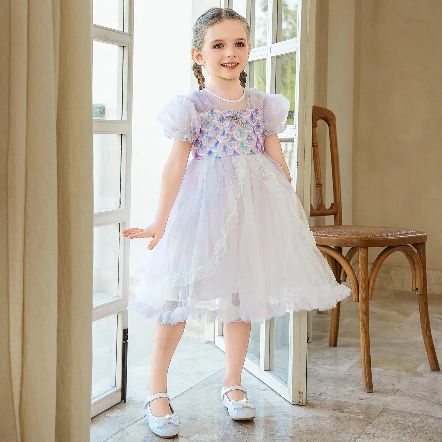 Furdeour Girls Dress Shoes Mary Jane Wedding Flower Bridesmaids Heels Glitter Princess Shoes for Kids Toddler