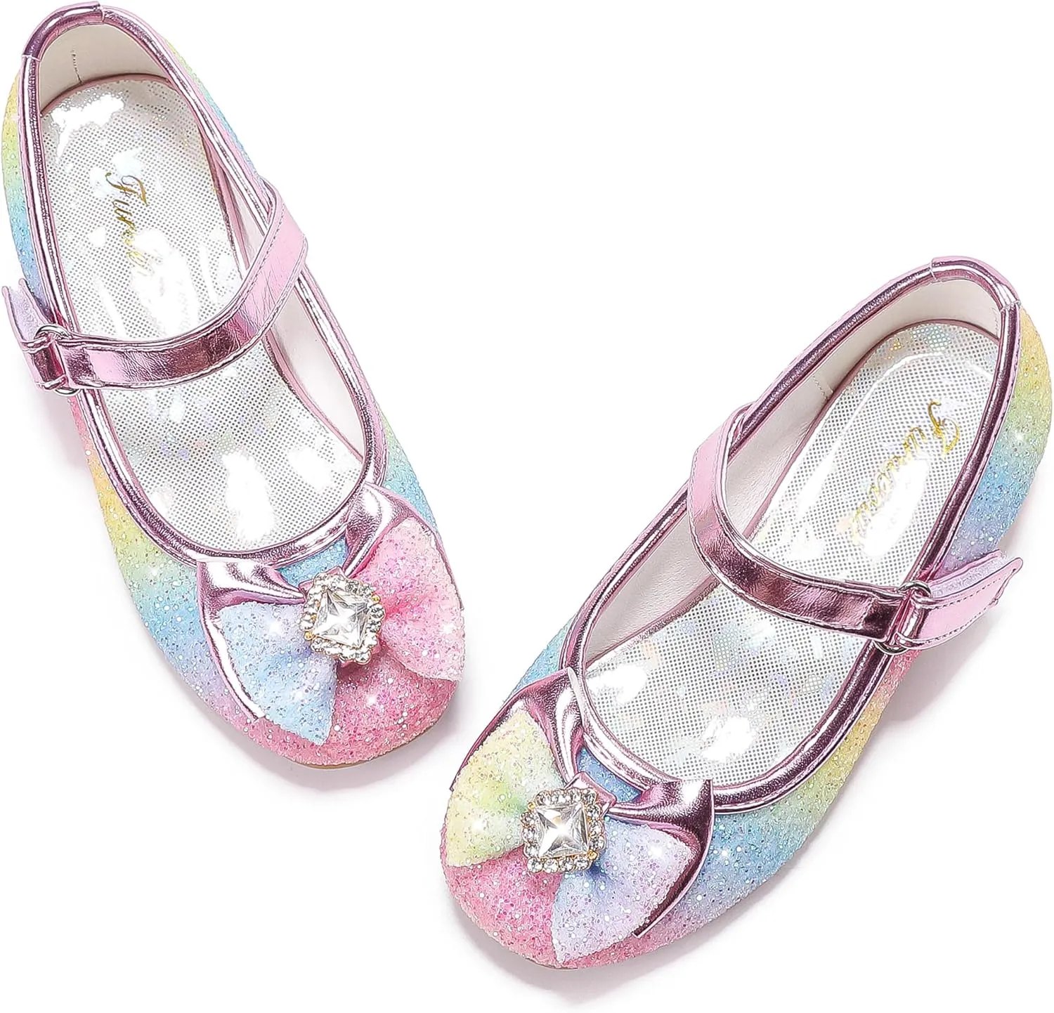 Furdeour Girls Dress Shoes Mary Jane Wedding Flower Bridesmaids Heels Glitter Princess Shoes for Kids Toddler