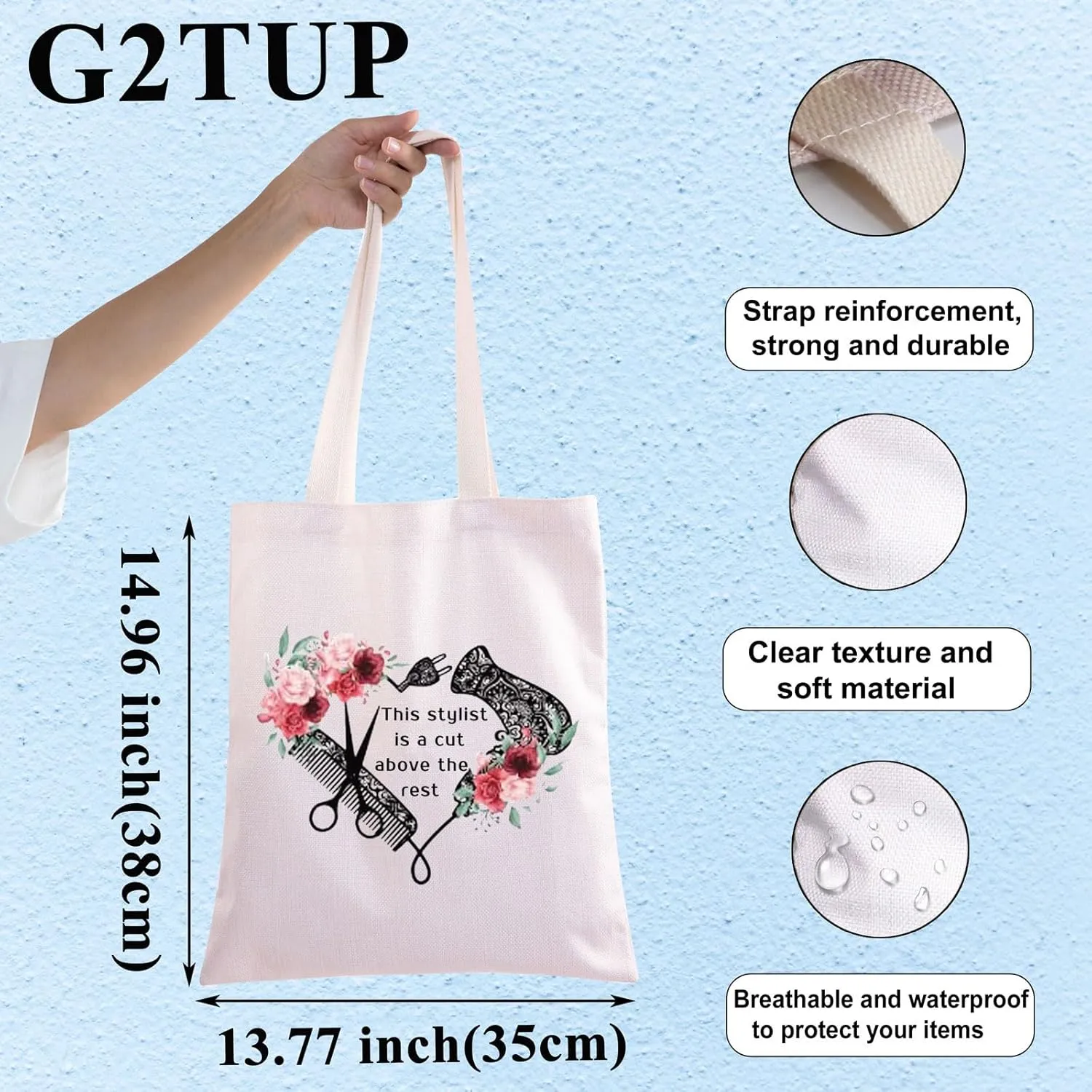 G2TUP Hairdresser Cosmetologist Gift for Hair Stylist Women Cosmetic Bag Barber Floral Pouch This Stylist is a Cut Above the Rest (Hair Stylist Tote Bag)