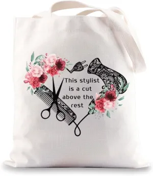 G2TUP Hairdresser Cosmetologist Gift for Hair Stylist Women Cosmetic Bag Barber Floral Pouch This Stylist is a Cut Above the Rest (Hair Stylist Tote Bag)