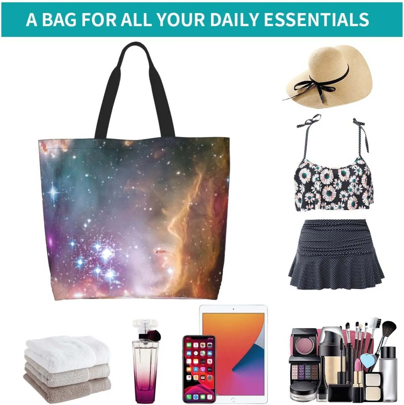 Galaxy Canvas Tote Bag Universe Shoulder Bag Handbag Star Casual Funny Grocery Bags Womens Bag for Outdoor