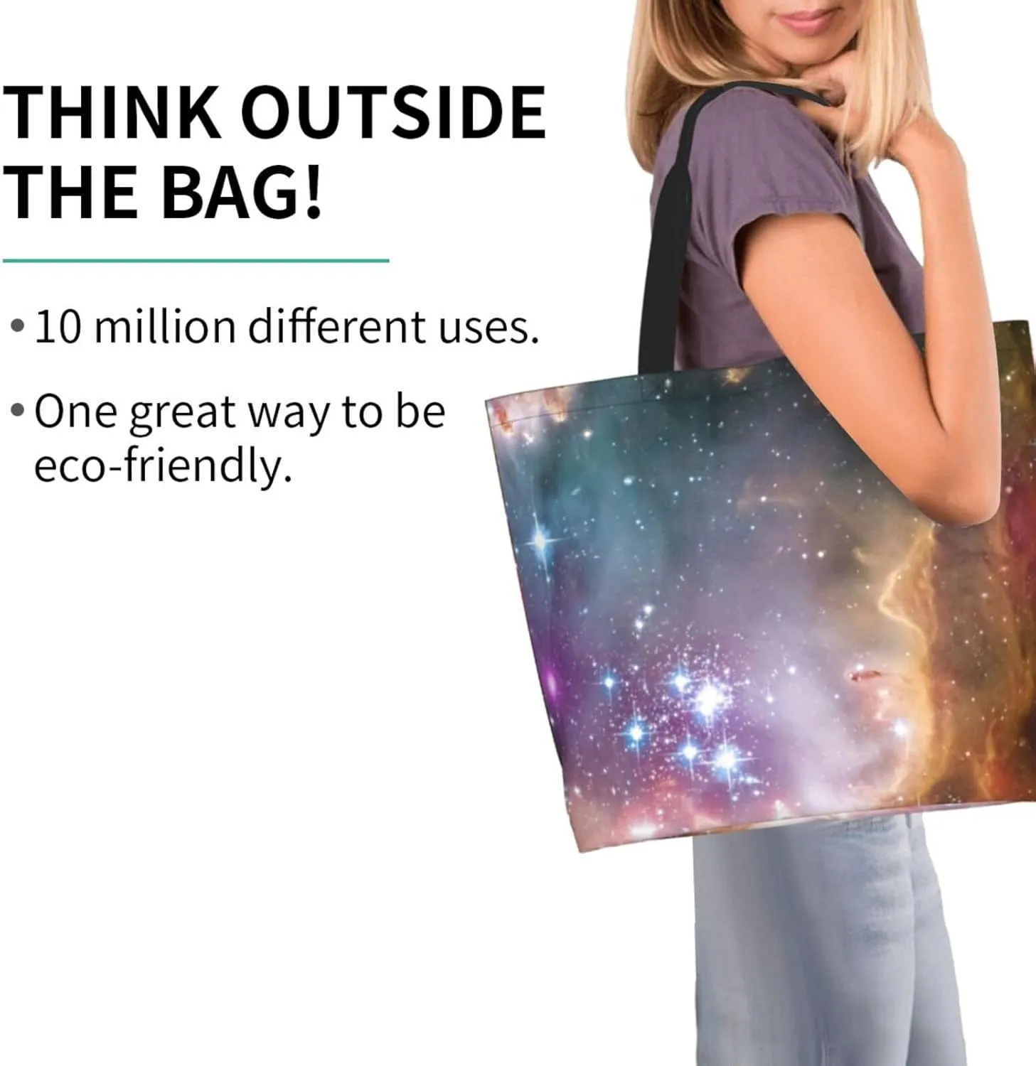 Galaxy Canvas Tote Bag Universe Shoulder Bag Handbag Star Casual Funny Grocery Bags Womens Bag for Outdoor