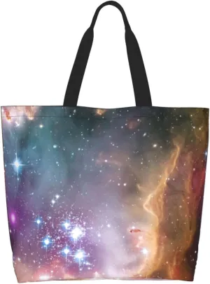 Galaxy Canvas Tote Bag Universe Shoulder Bag Handbag Star Casual Funny Grocery Bags Womens Bag for Outdoor