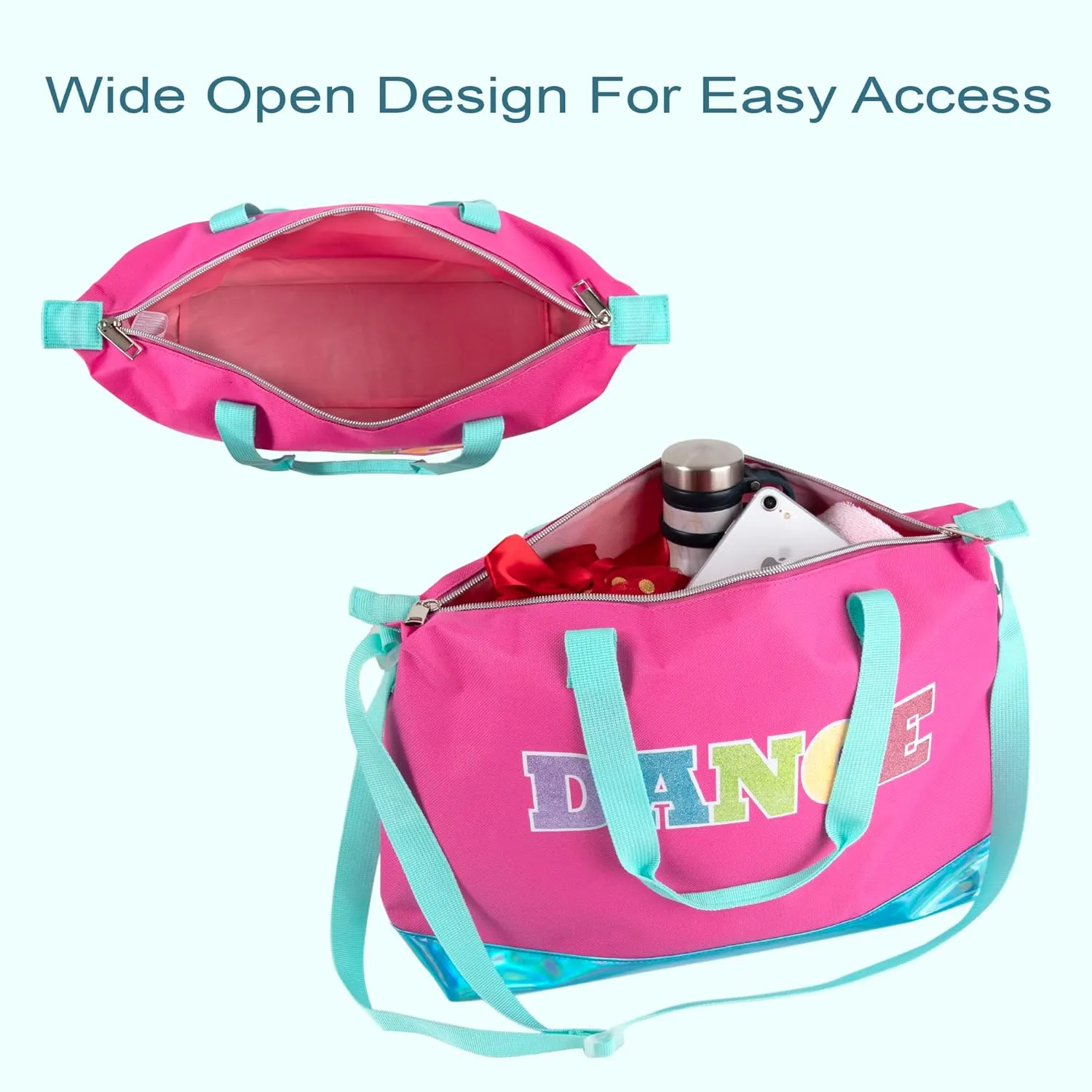 Garment Dance Shoulder Bags for Girls, Teen Dancers, Costumes, Boys | Holographic Glitter Dance Bag for Kids