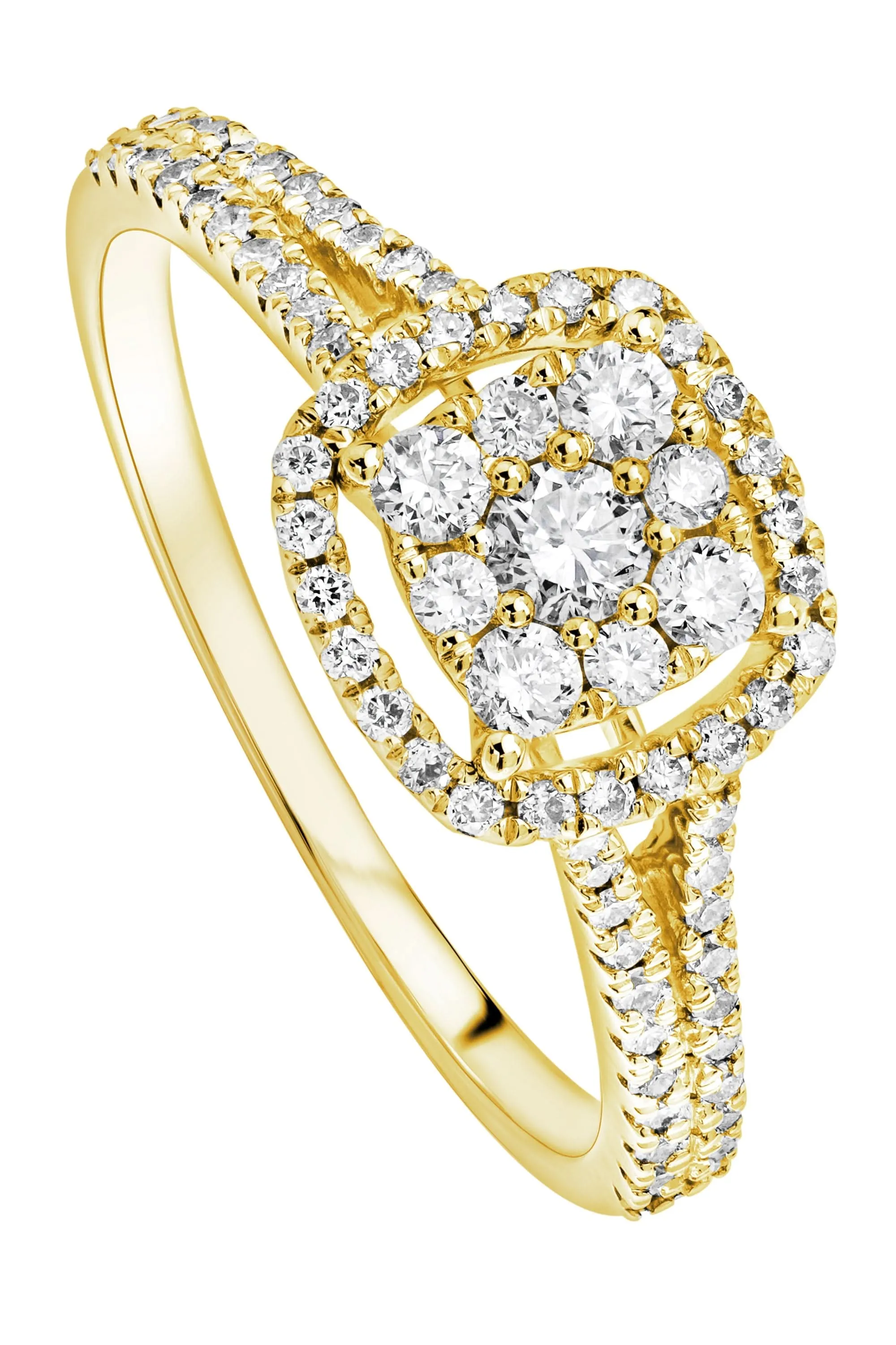 Gemma | 9ct Yellow Gold 0.52ct tw Lab Grown Diamond Cluster Halo Ring