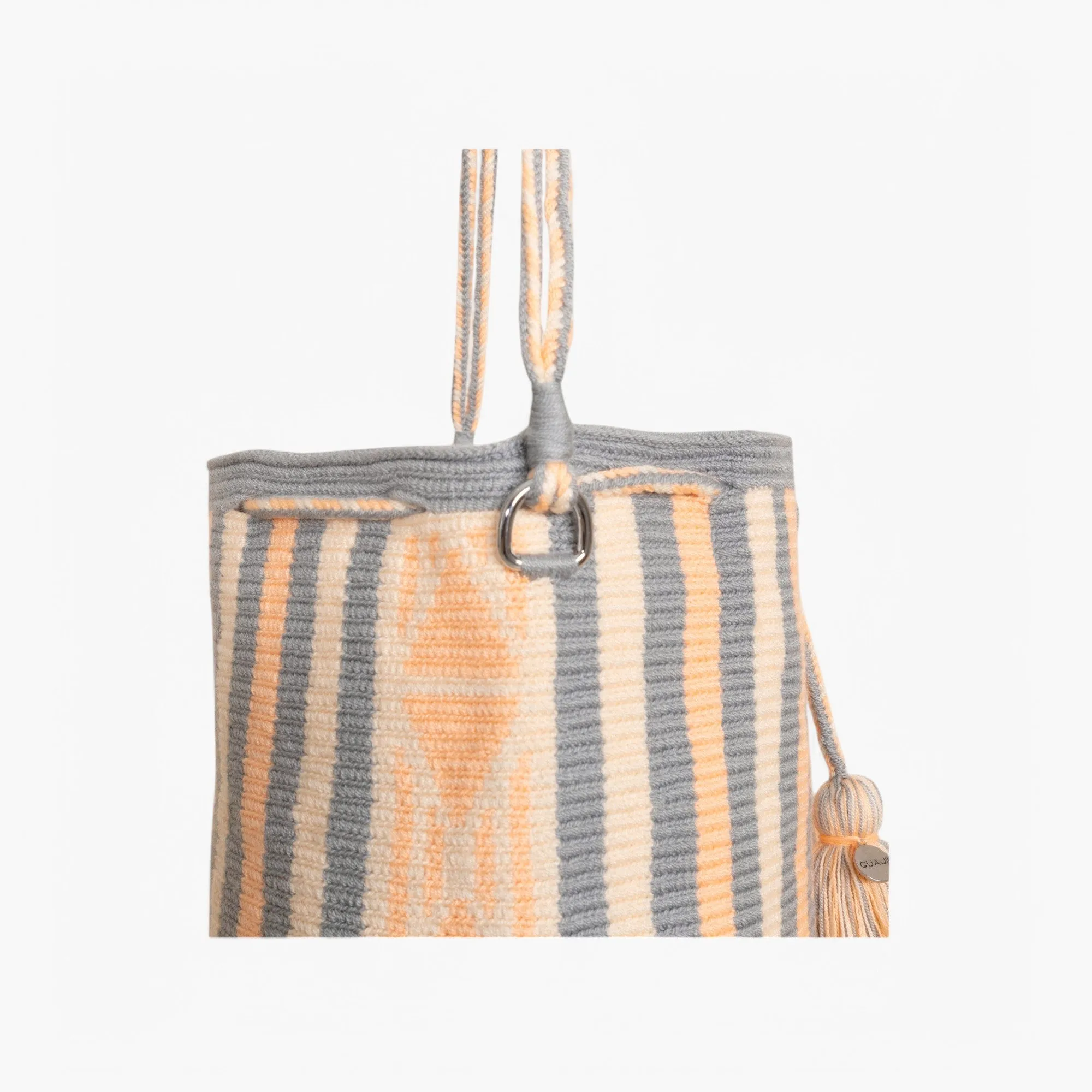 Geometric round shoulder bag | Neon peach