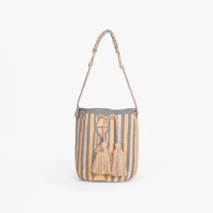 Geometric round shoulder bag | Neon peach