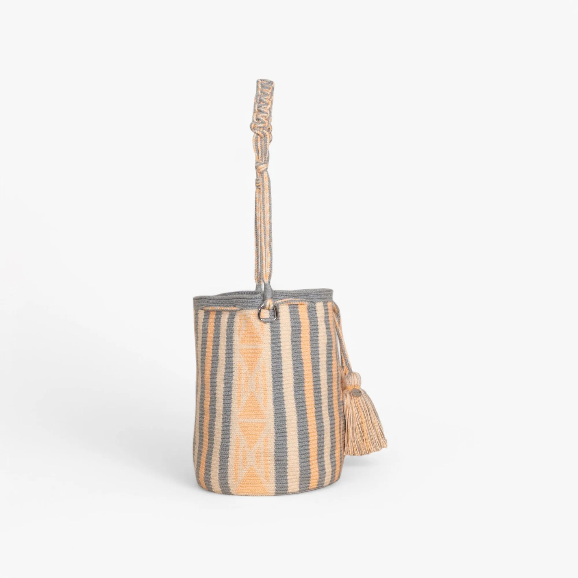 Geometric round shoulder bag | Neon peach