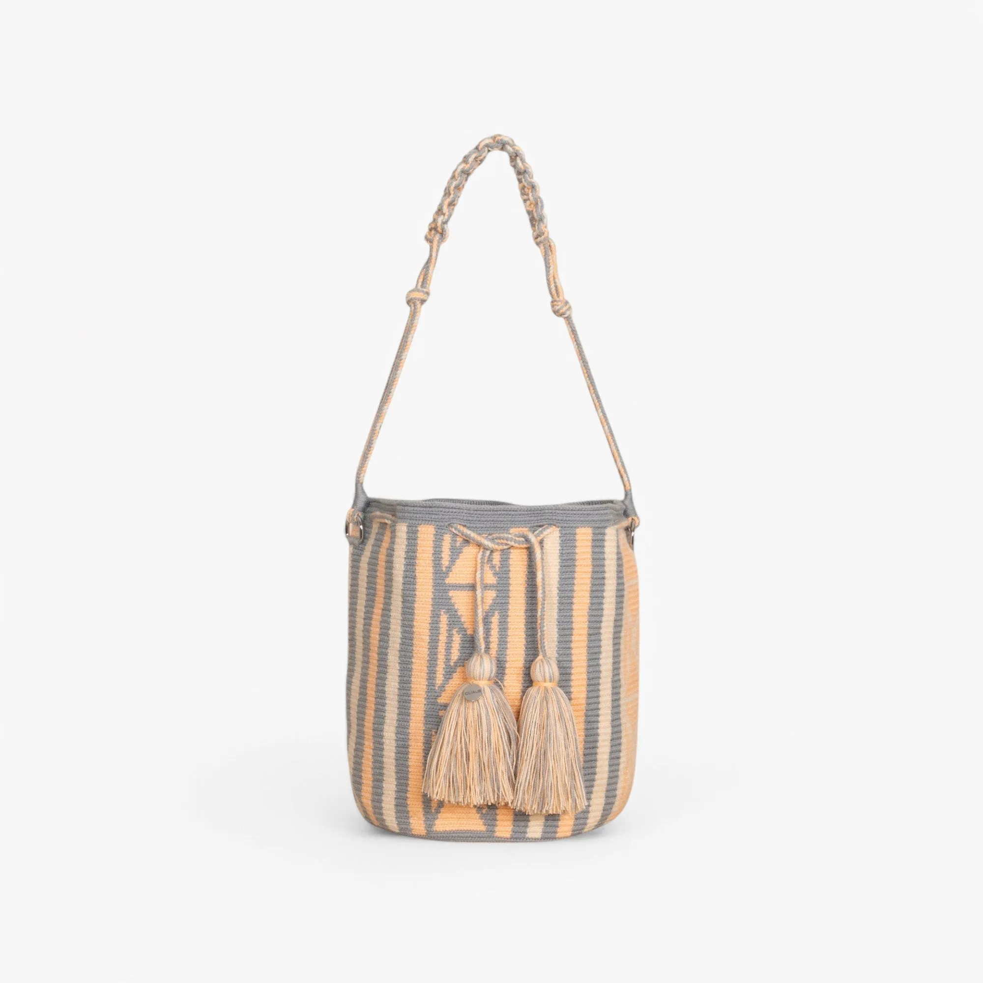 Geometric round shoulder bag | Neon peach