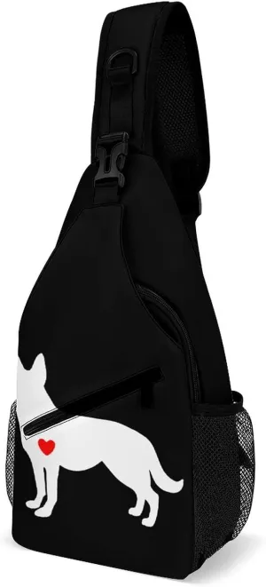 German Shepherd Dog Sling Backpack Print Shoulder Chest Bag Crossbody Bag Travel Daypack for Women Men