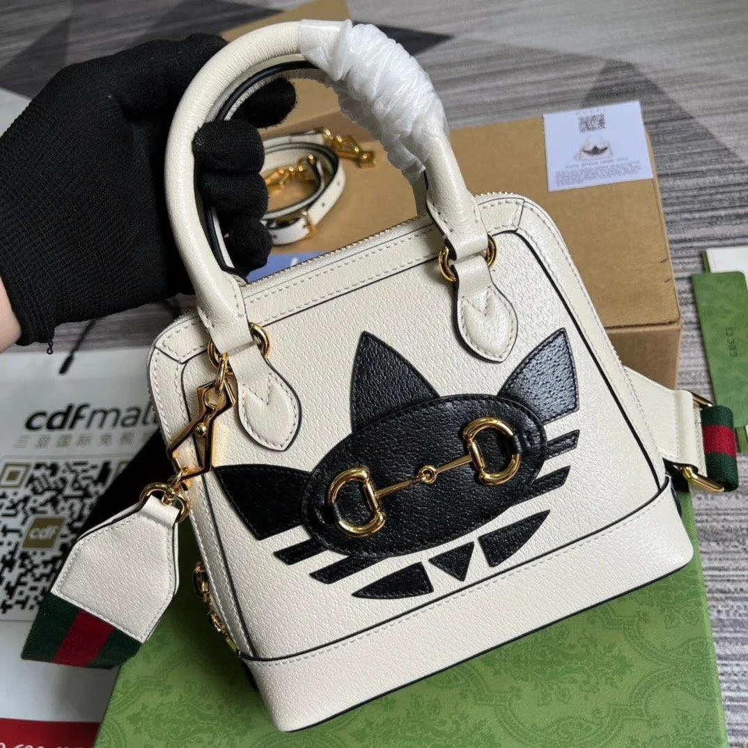 gg x Adidas Horsebit 1955 Mini Bag White For Women, Women&#8217;s Bags 7.9in/20cm gg‎ ‎677212 U3ZDG 8727