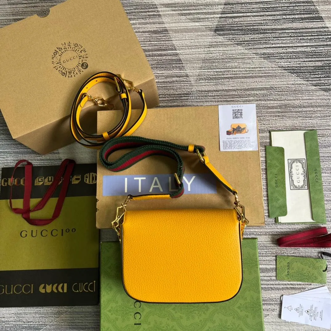 gg x Adidas Horsebit 1955 Mini Bag Yellow For Women, Women&#8217;s Bags 8.1in/21cm gg 658574 U3ZDG 7775