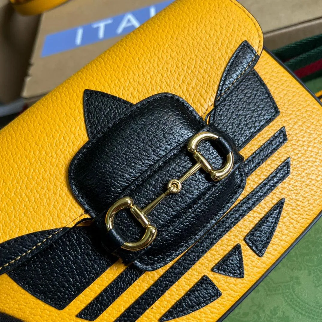 gg x Adidas Horsebit 1955 Mini Bag Yellow For Women, Women&#8217;s Bags 8.1in/21cm gg 658574 U3ZDG 7775