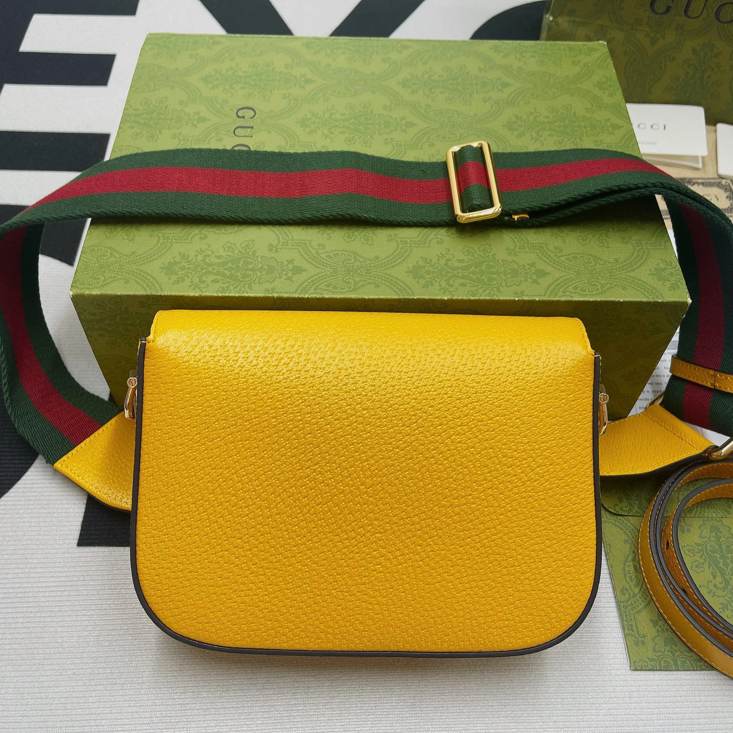gg x Adidas Horsebit 1955 Mini Bag Yellow For Women, Women&#8217;s Bags 8.1in/21cm gg 658574 U3ZDG 7775
