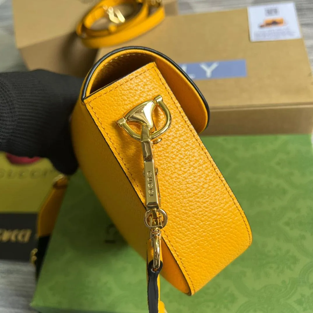 gg x Adidas Horsebit 1955 Mini Bag Yellow For Women, Women&#8217;s Bags 8.1in/21cm gg 658574 U3ZDG 7775