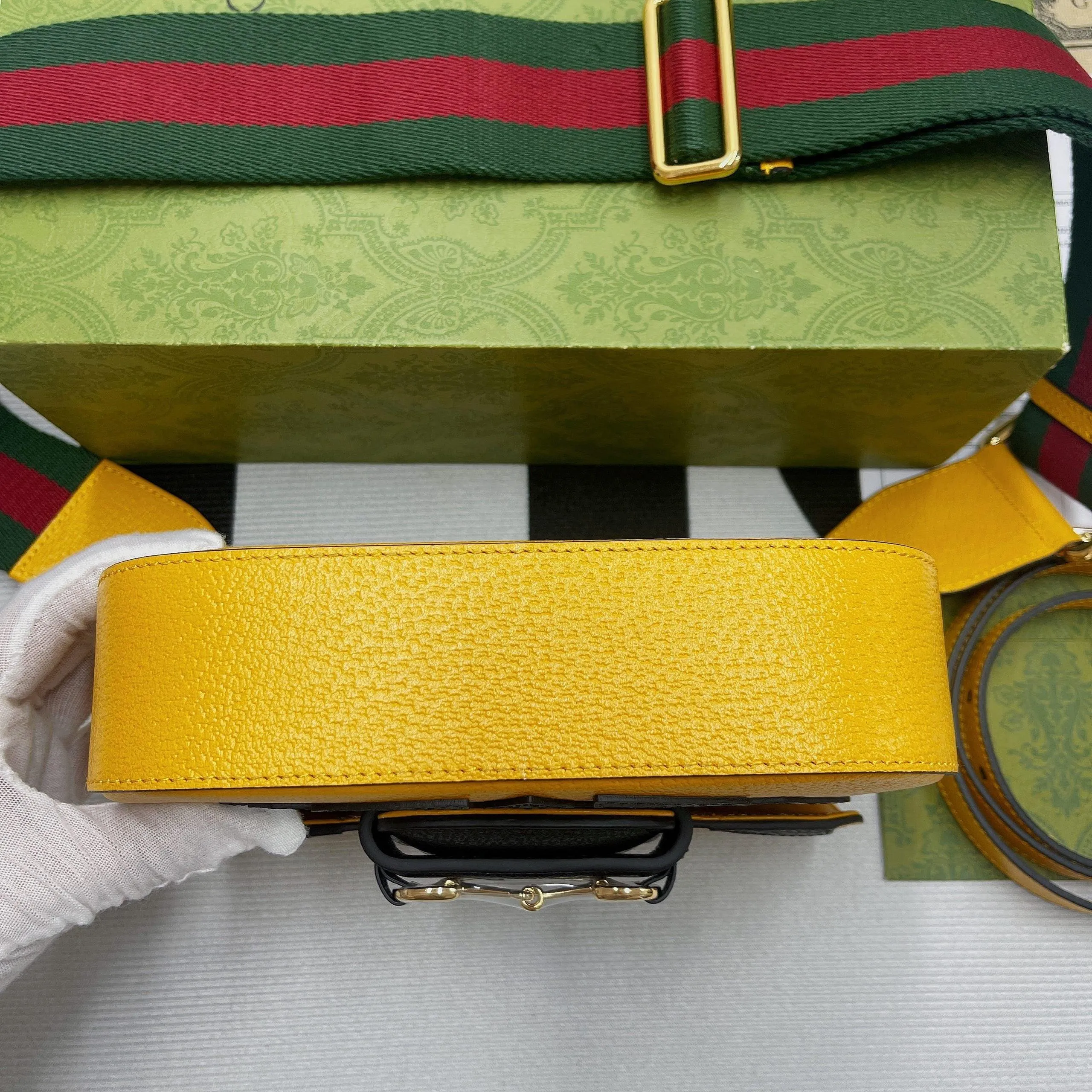 gg x Adidas Horsebit 1955 Mini Bag Yellow For Women, Women&#8217;s Bags 8.1in/21cm gg 658574 U3ZDG 7775