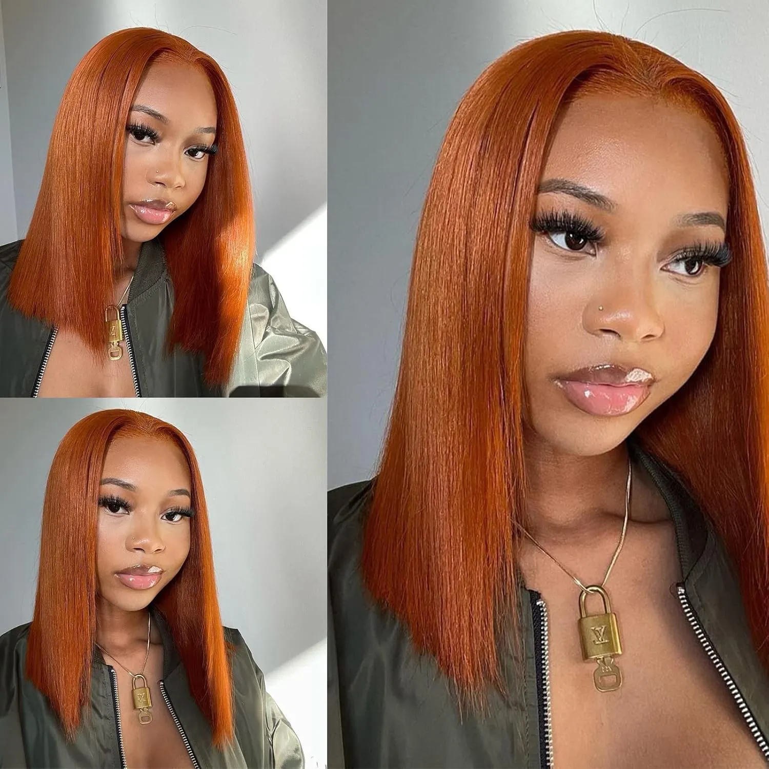 Ginger Orange Lace Front Wigs Human Hair Bob 13x4 Hd Lace Frontal Bob Wigs 12 inch Glueless Short Straight Bob Wig Human Hair Pre Plucked for Women