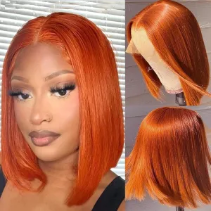 Ginger Orange Lace Front Wigs Human Hair Bob 13x4 Hd Lace Frontal Bob Wigs 12 inch Glueless Short Straight Bob Wig Human Hair Pre Plucked for Women