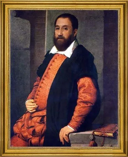 Giovanni Battista Moroni Portrait of Jacopo Foscarini - 16" x 20" Premium Canvas Print with Gold Frame