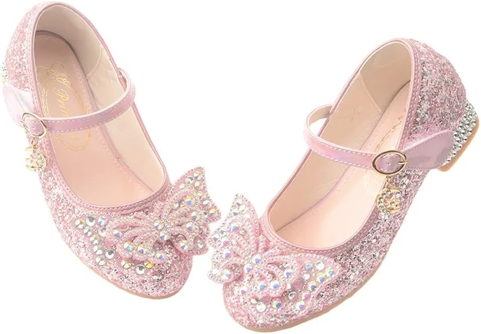 Girls Dress Shoes Low Heels School Uniform Mary Jane Flower Wedding Party Bridesmaids Princess Dance Shoe for Kid Toddler