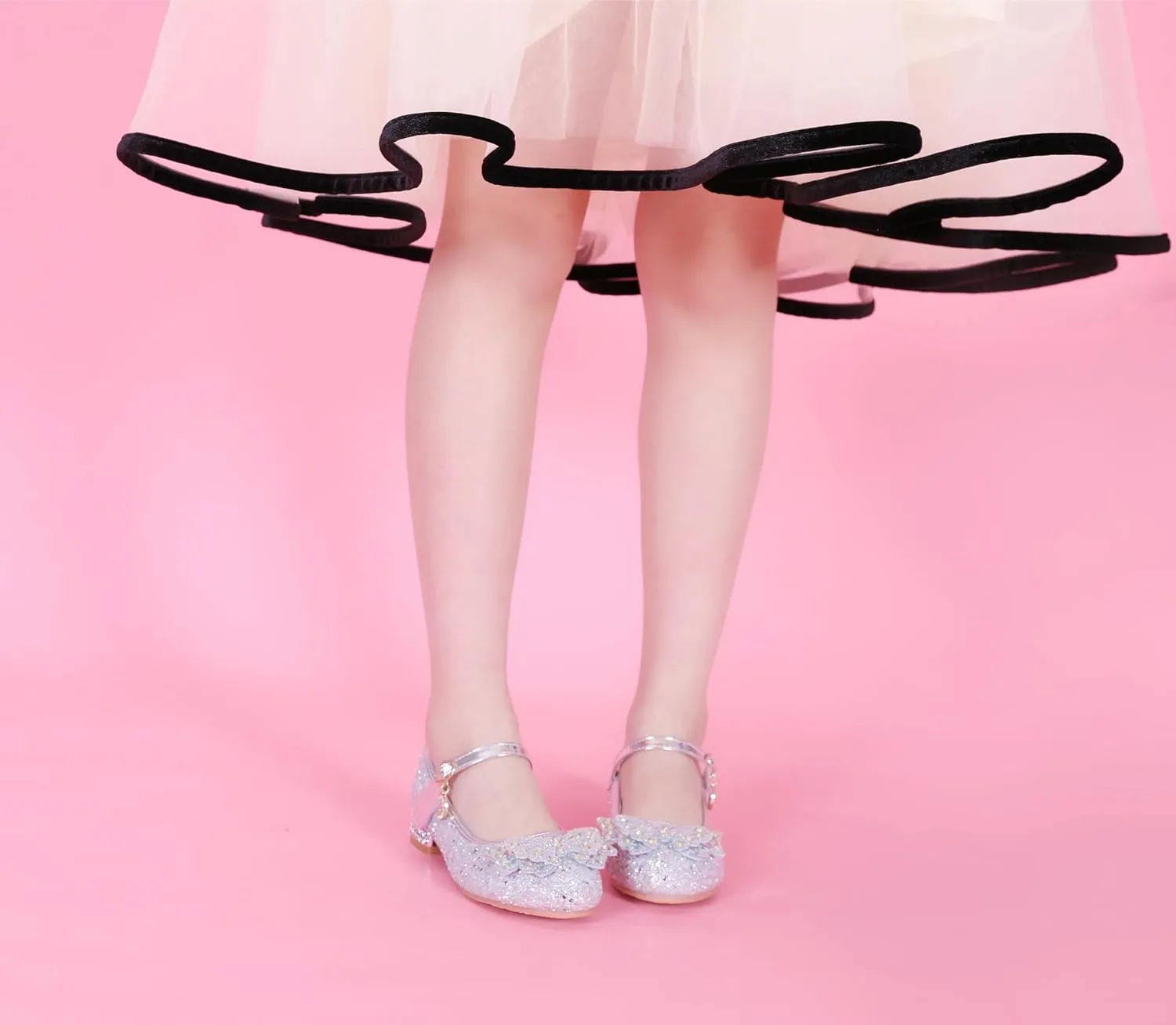 Girls Dress Shoes Low Heels School Uniform Mary Jane Flower Wedding Party Bridesmaids Princess Dance Shoe for Kid Toddler