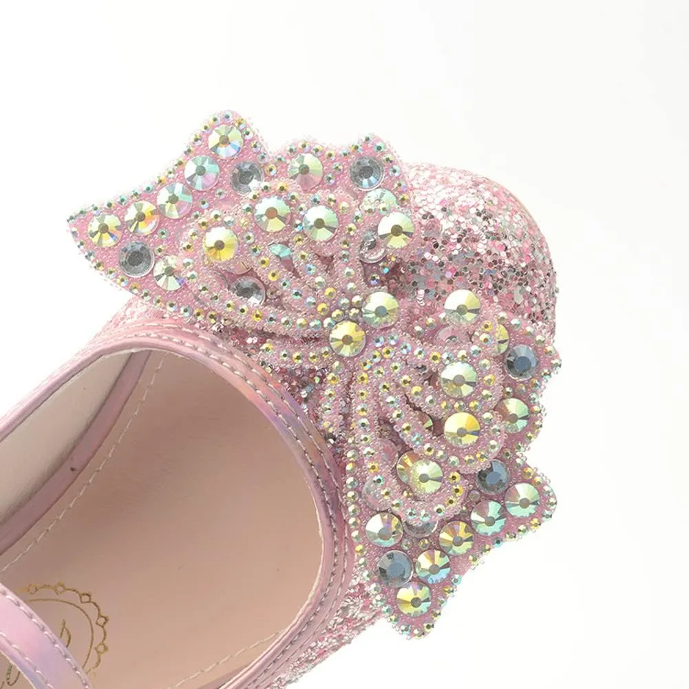Girls Dress Shoes Low Heels School Uniform Mary Jane Flower Wedding Party Bridesmaids Princess Dance Shoe for Kid Toddler