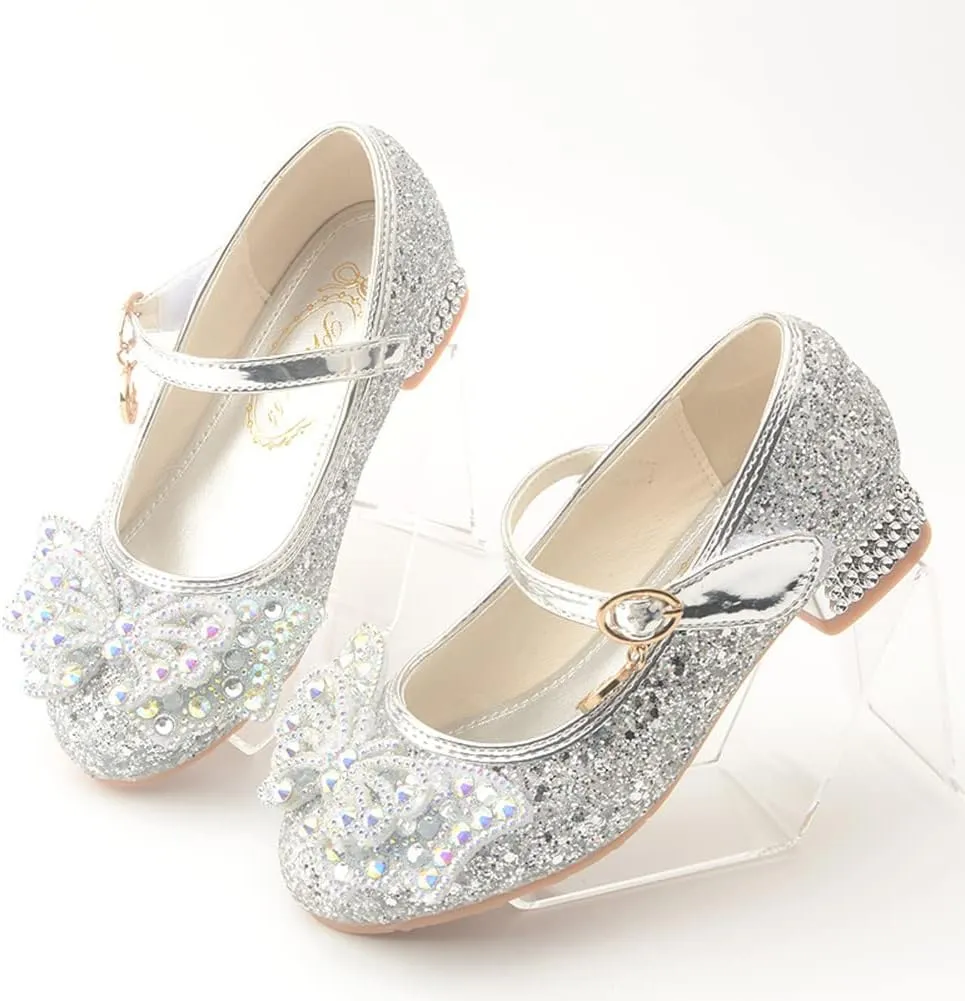 Girls Dress Shoes Low Heels School Uniform Mary Jane Flower Wedding Party Bridesmaids Princess Dance Shoe for Kid Toddler