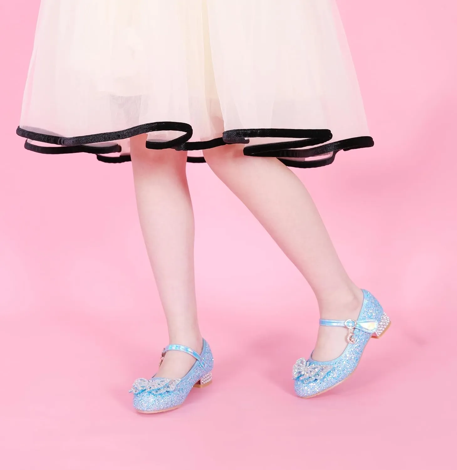 Girls Dress Shoes Low Heels School Uniform Mary Jane Flower Wedding Party Bridesmaids Princess Dance Shoe for Kid Toddler