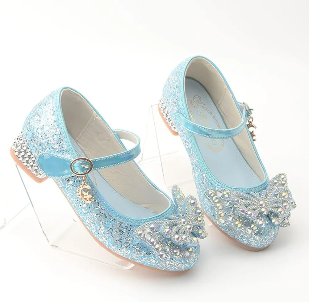 Girls Dress Shoes Low Heels School Uniform Mary Jane Flower Wedding Party Bridesmaids Princess Dance Shoe for Kid Toddler