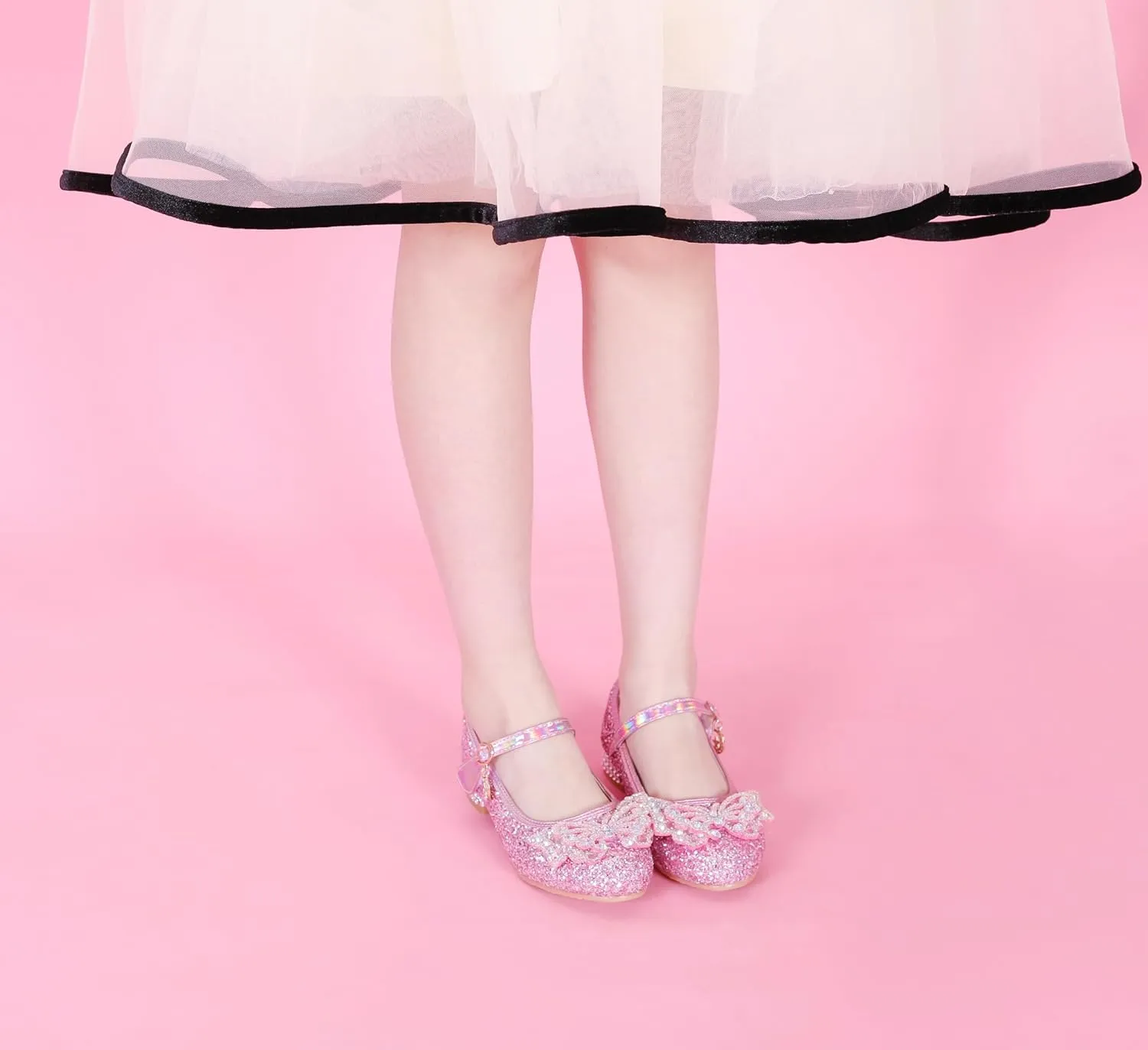 Girls Dress Shoes Low Heels School Uniform Mary Jane Flower Wedding Party Bridesmaids Princess Dance Shoe for Kid Toddler
